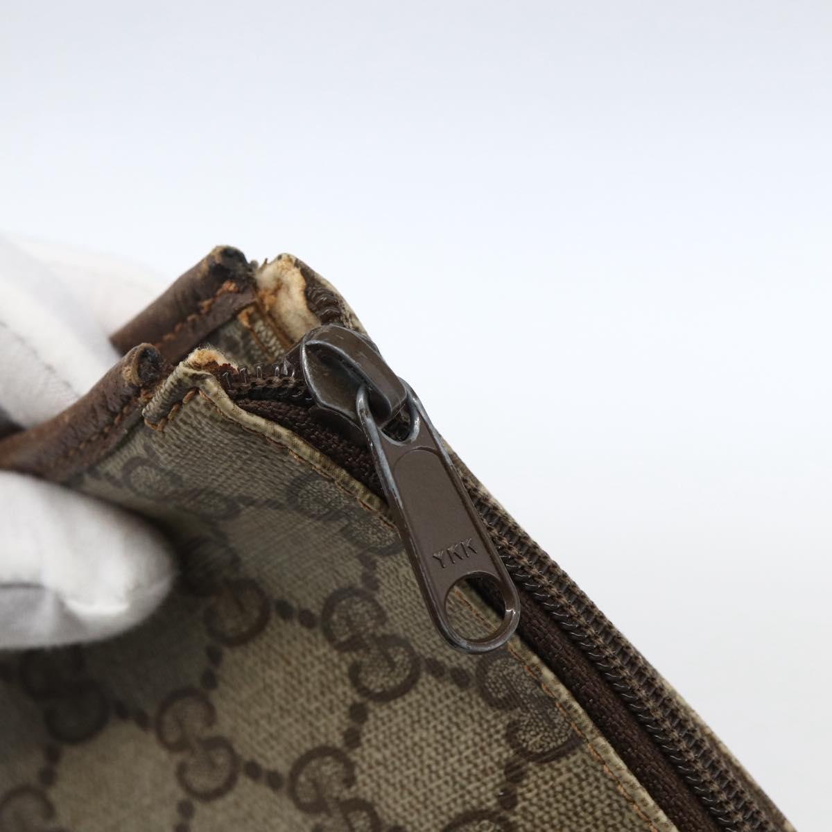 GUCCI GG Supreme Pouch PVC Beige Gold 89 01 029 Auth 173621