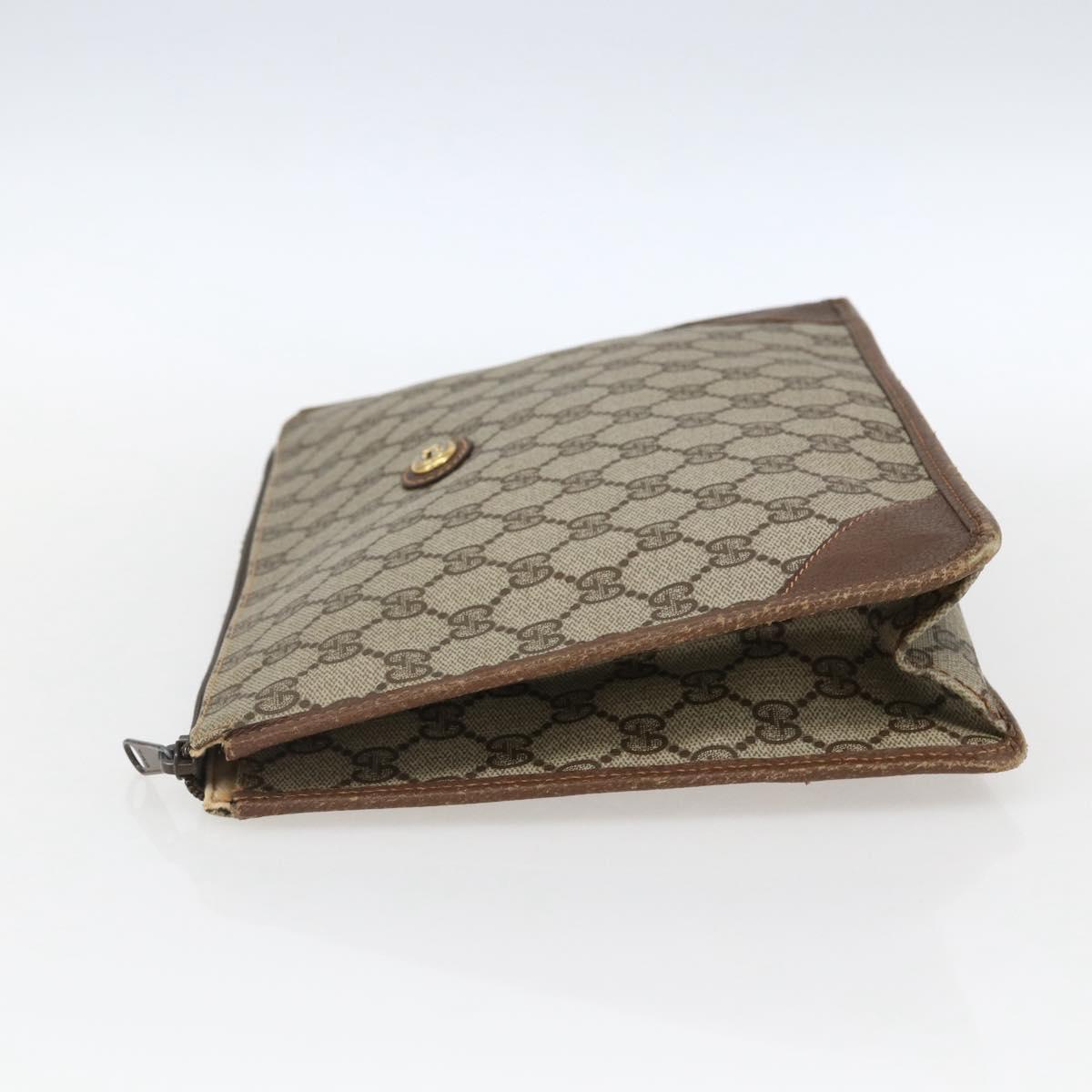 GUCCI GG Supreme Pouch PVC Beige Gold 89 01 029 Auth 173621