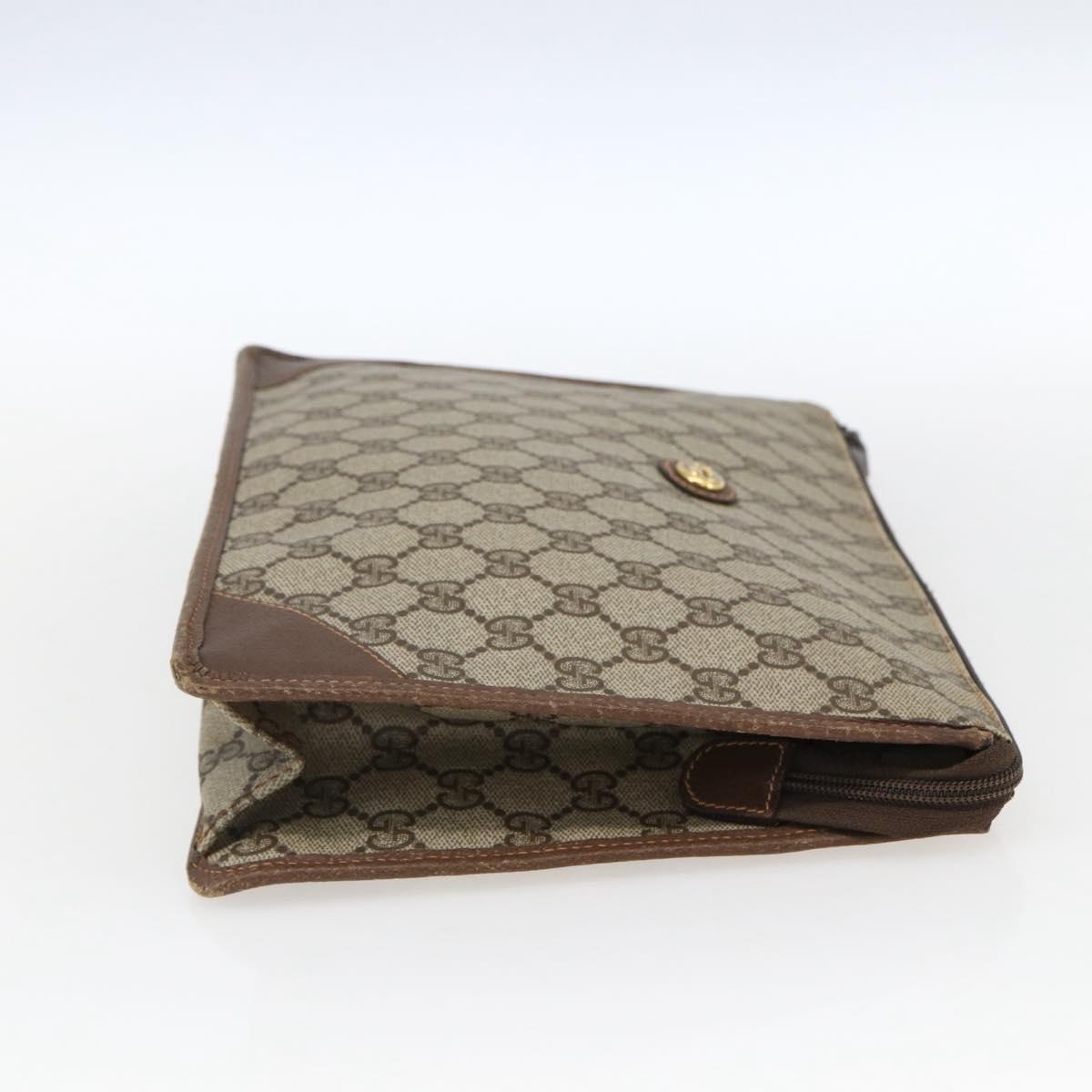 GUCCI GG Supreme Pouch PVC Beige Gold 89 01 029 Auth 173621