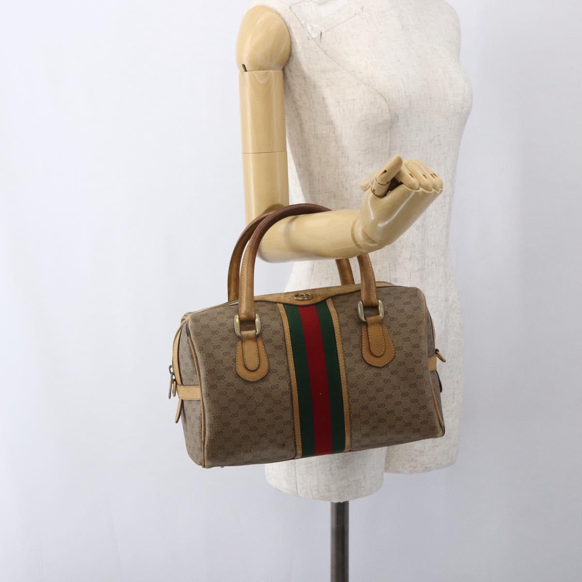 GUCCI Micro GG Supreme Web Sherry Line Bag PVC Beige 002 58 4422 Auth 173627