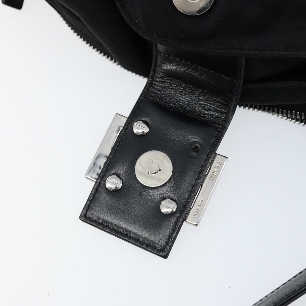 FENDI Mamma Baguette Shoulder Bag Black Silver Auth 173630