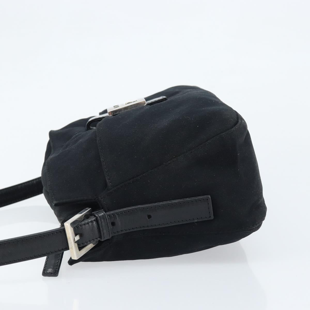 FENDI Mamma Baguette Shoulder Bag Black Silver Auth 173630