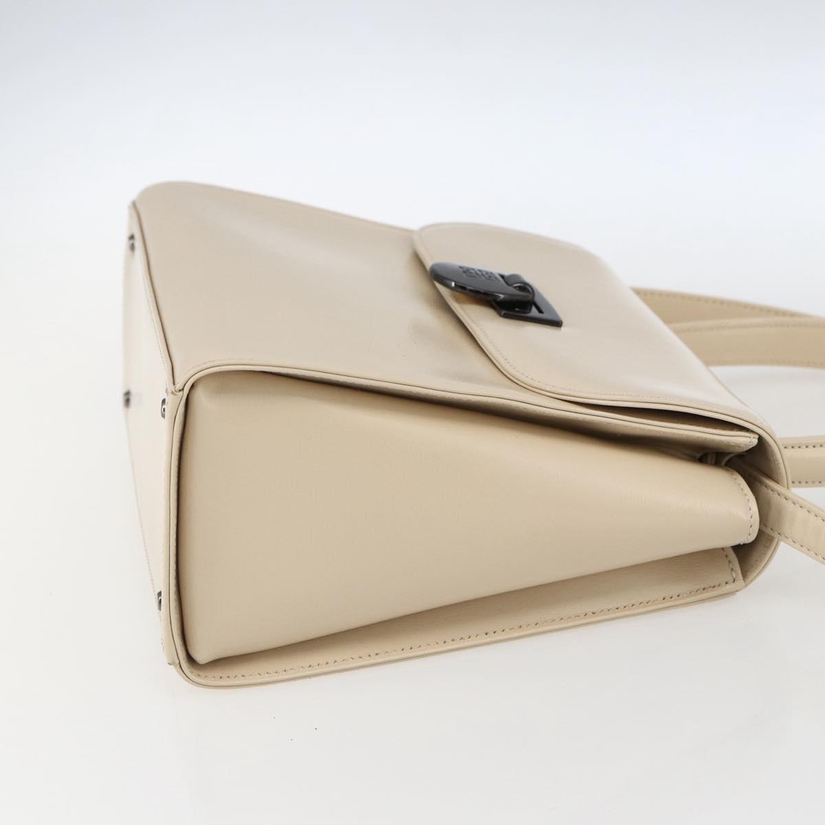 GIVENCHY Hand Bag Leather Light Beige Auth 173638
