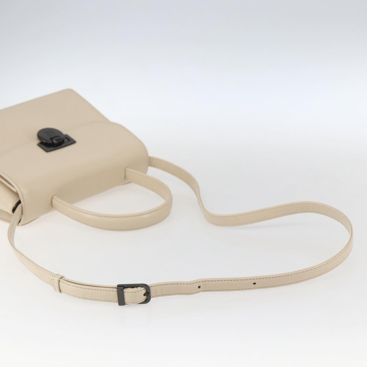 GIVENCHY Hand Bag Leather Light Beige Auth 173638