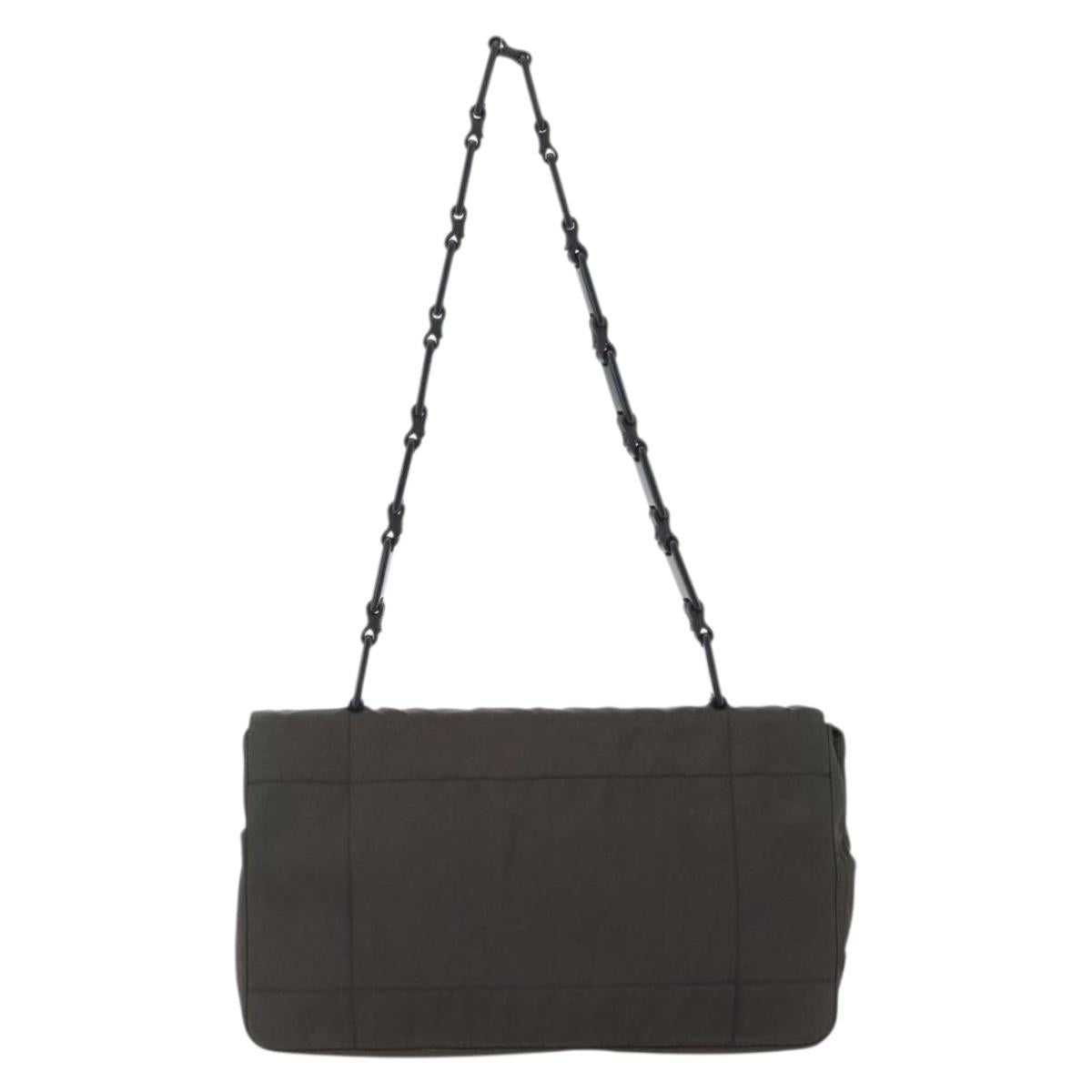 PRADA Shoulder Bag Nylon Leather Khaki Auth 173639