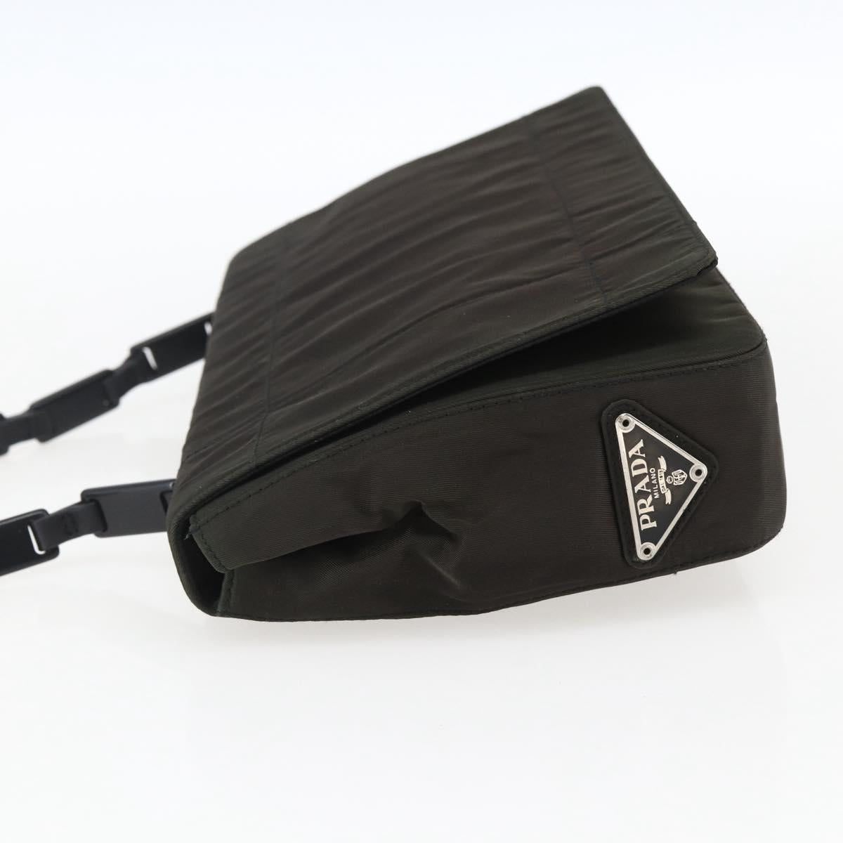 PRADA Shoulder Bag Nylon Leather Khaki Auth 173639