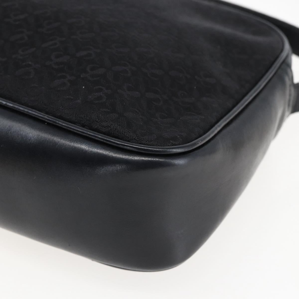 LOEWE Shoulder Bag Canvas Leather Black Gold Auth 173644