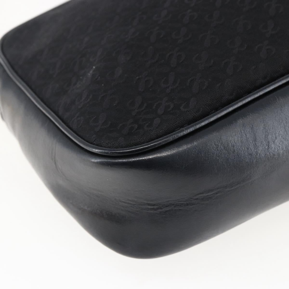 LOEWE Shoulder Bag Canvas Leather Black Gold Auth 173644