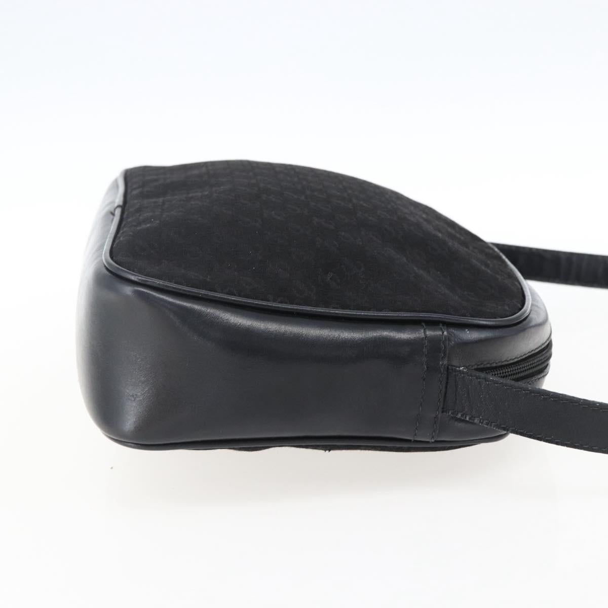 LOEWE Shoulder Bag Canvas Leather Black Gold Auth 173644