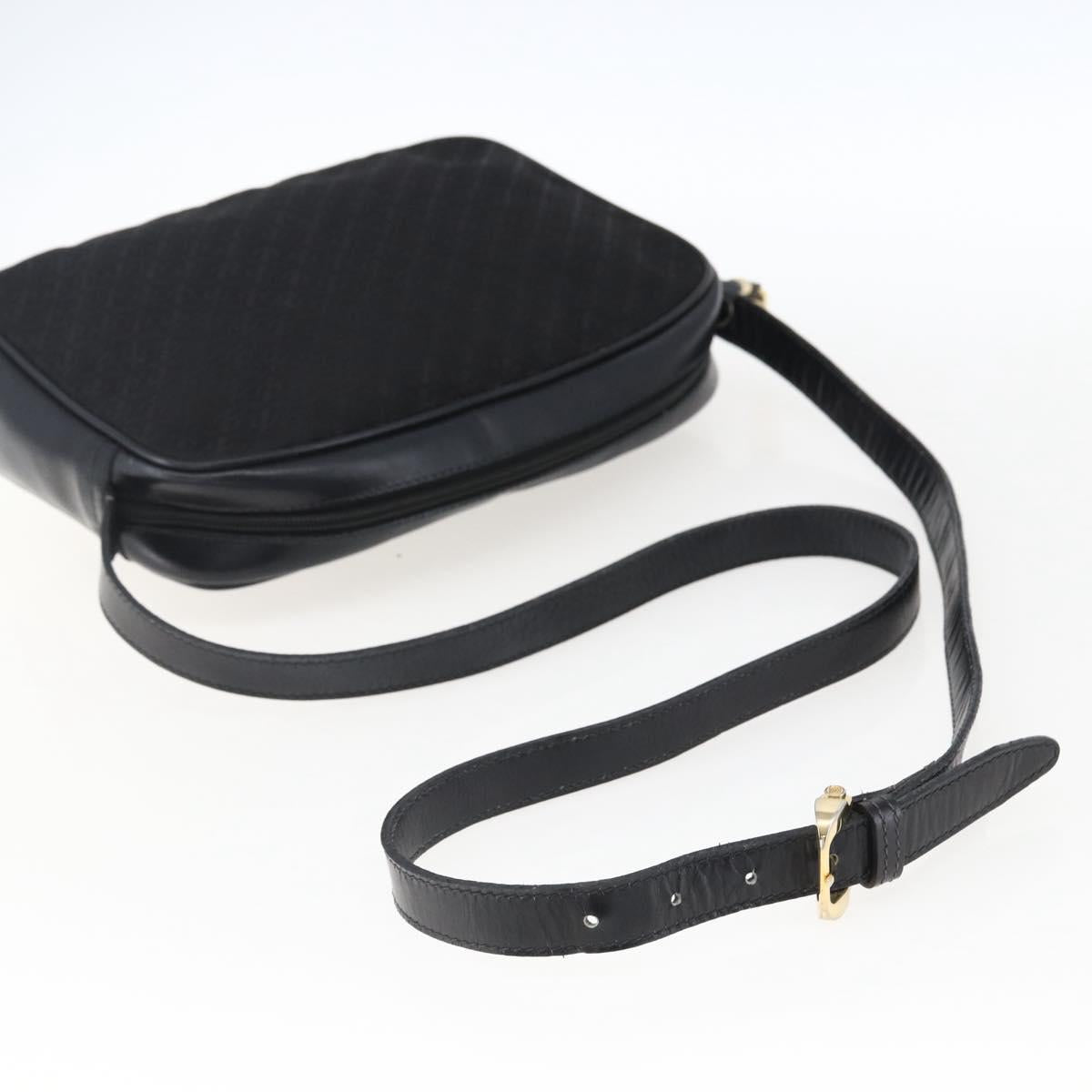 LOEWE Shoulder Bag Canvas Leather Black Gold Auth 173644