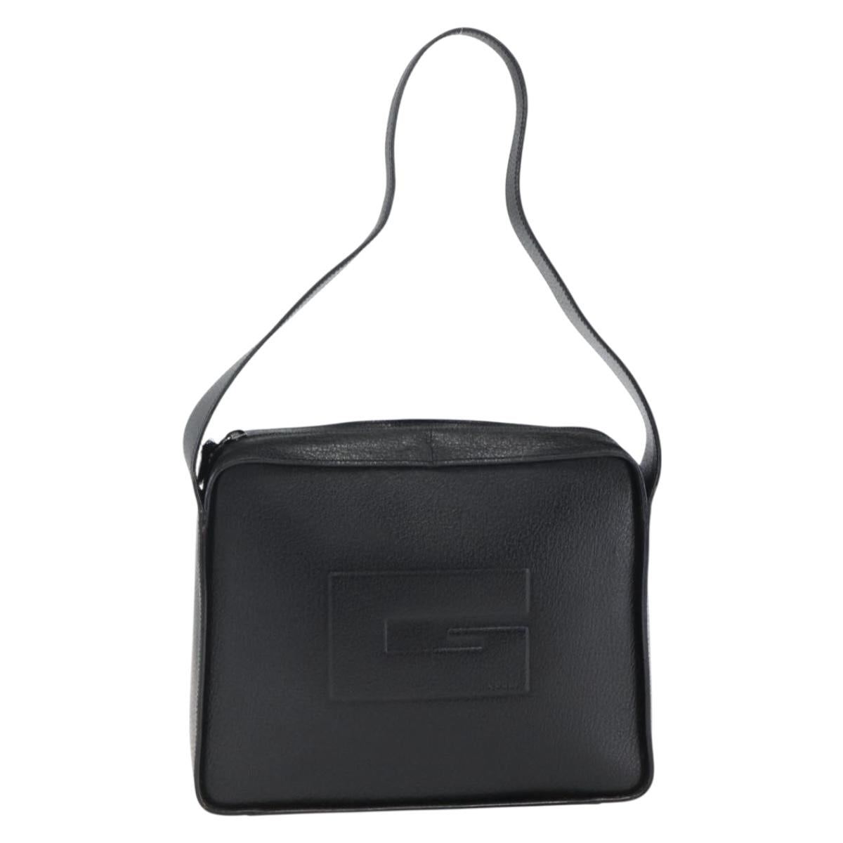 GUCCI Shoulder Bag Leather Black Silver 001 3032 Auth 173646