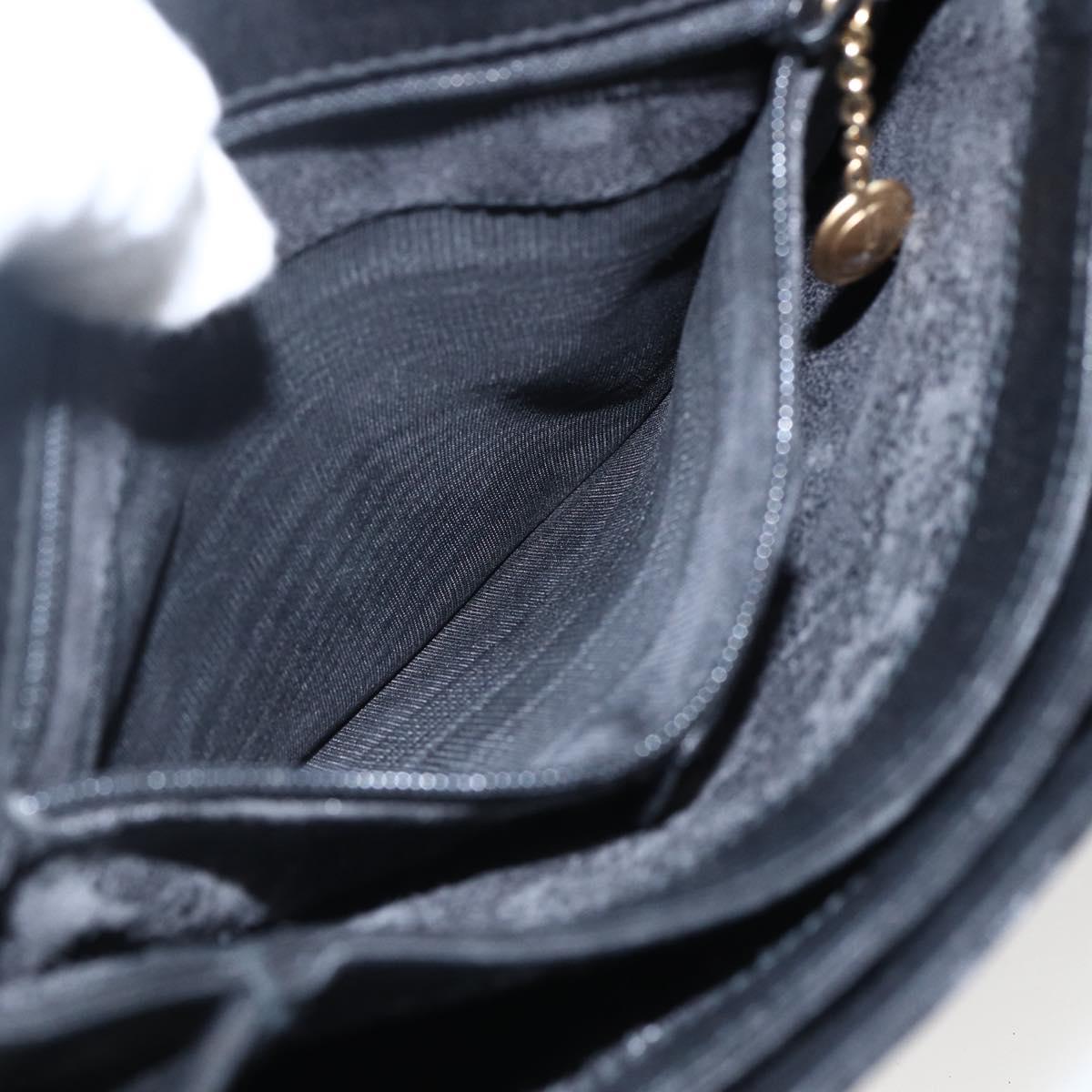 GUCCI Horsebit Shoulder Bag Leather Black Gold Auth 173650