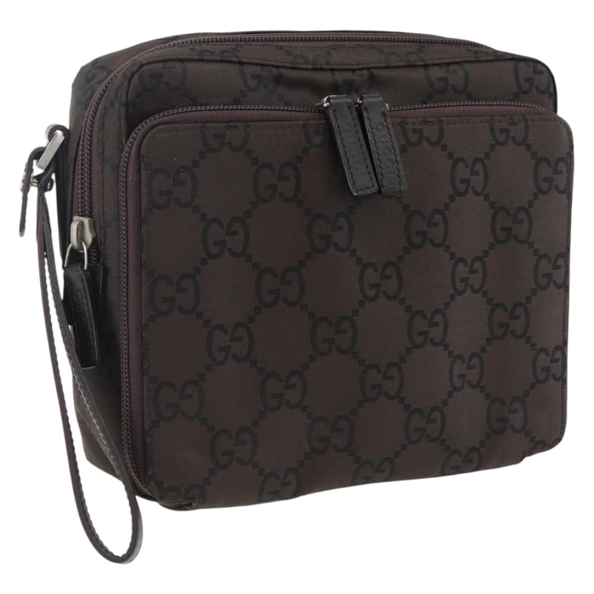 GUCCI GG Canvas business bag Clutch Bag Canvas Dark Brown 018 1603 Auth 173657