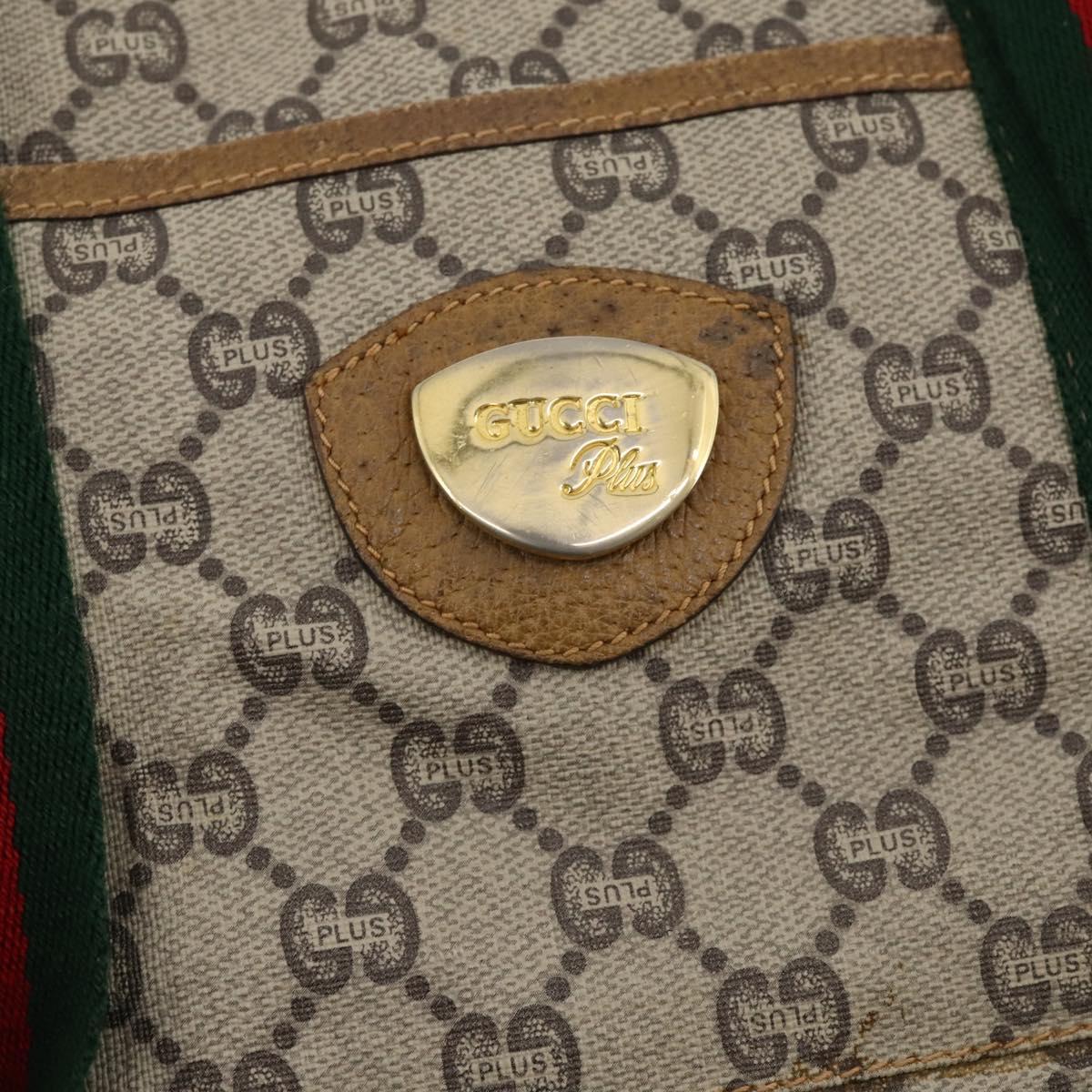 GUCCI GG Plus Supreme Web Sherry Line Boston Bag PVC Beige Auth 173664