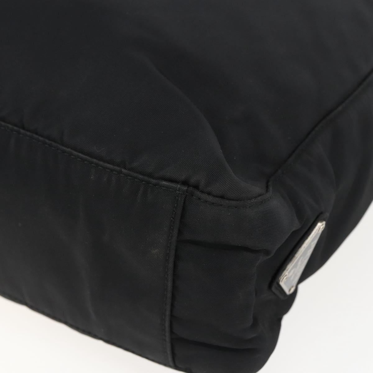 PRADA Tote Bag Nylon Black Silver Auth 173666