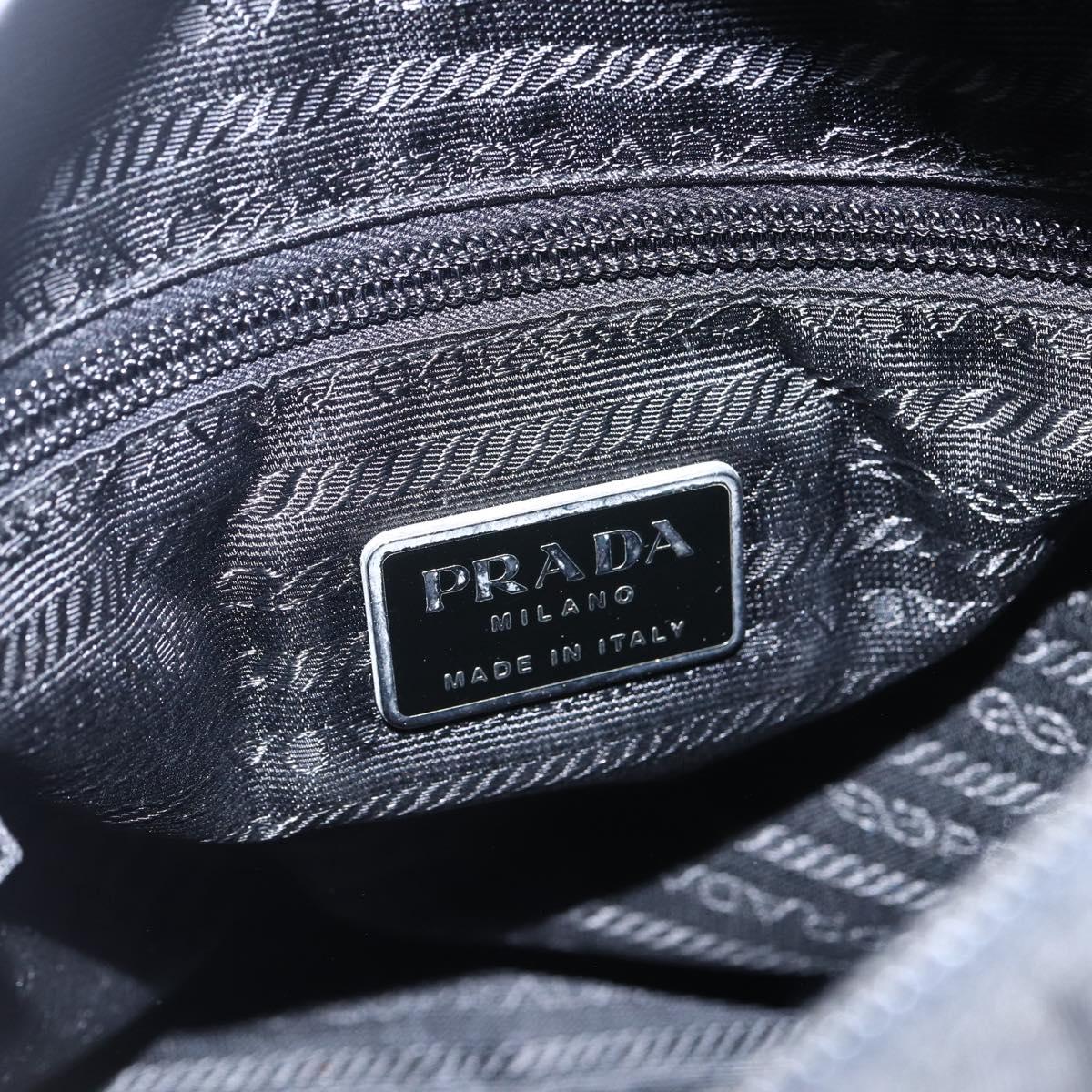 PRADA Tote Bag Nylon Black Silver Auth 173666