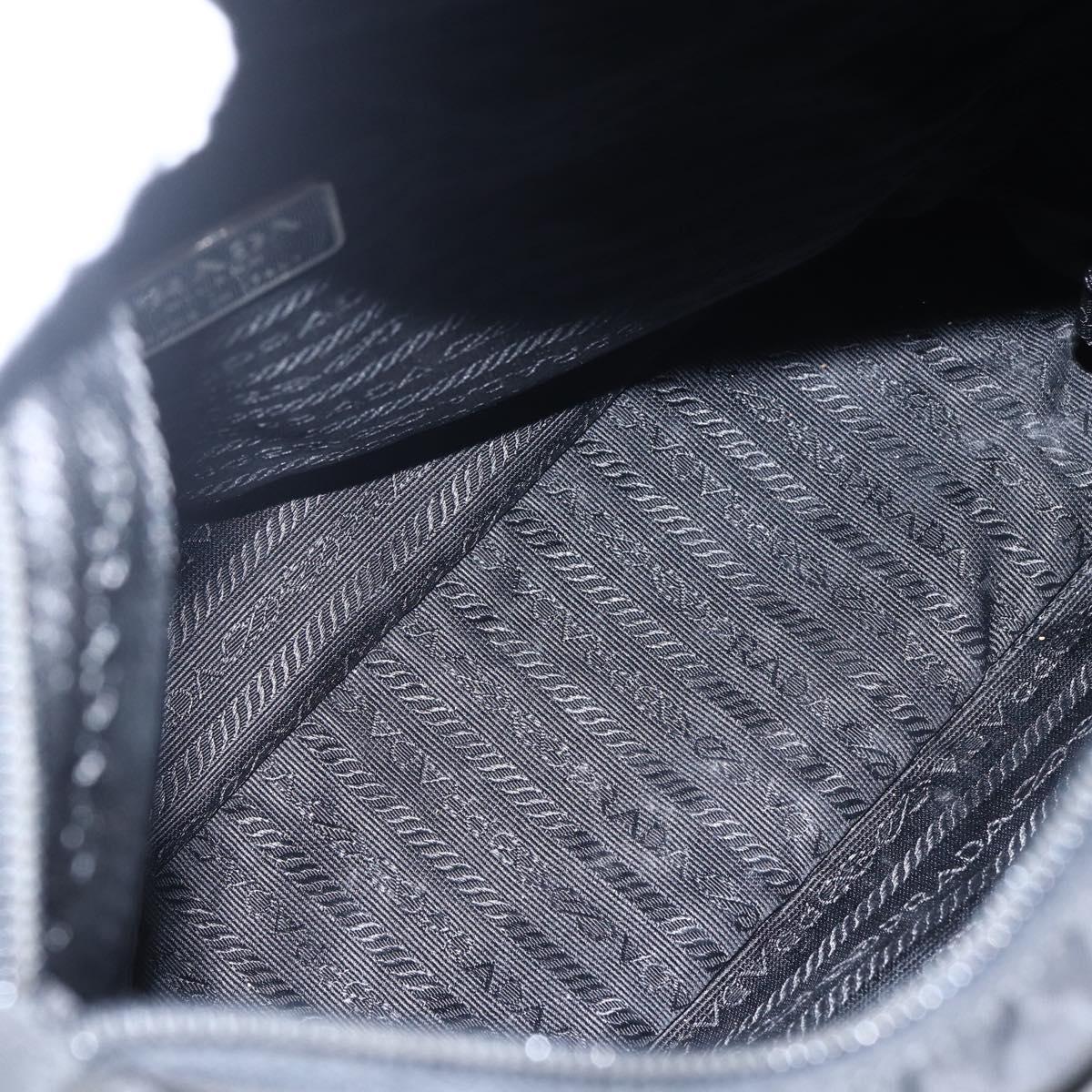 PRADA Tote Bag Nylon Black Silver Auth 173666