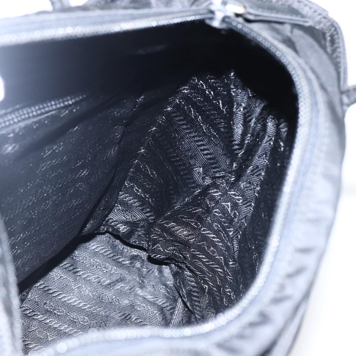 PRADA Tote Bag Nylon Black Silver Auth 173666