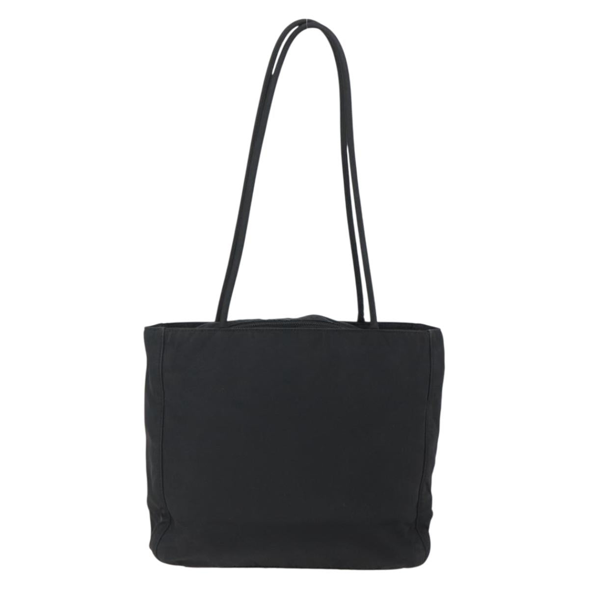 PRADA Tote Bag Nylon Black Silver Auth 173666