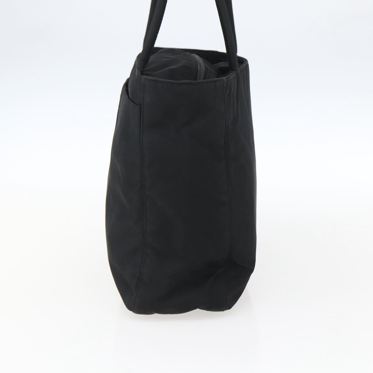 PRADA Tote Bag Nylon Black Silver Auth 173666