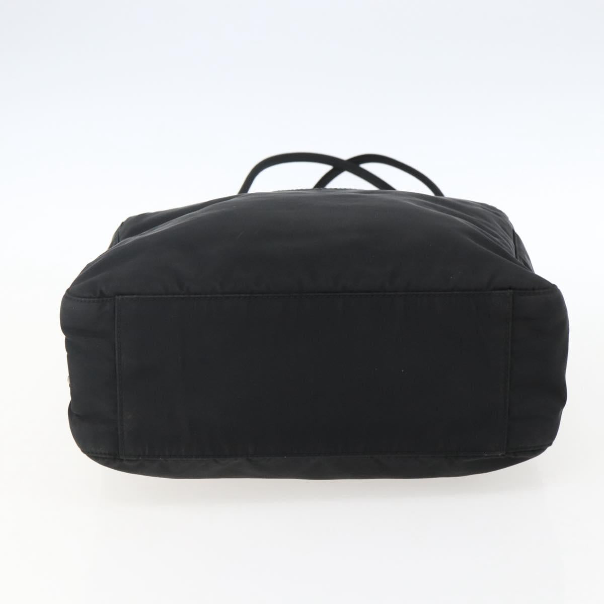 PRADA Tote Bag Nylon Black Silver Auth 173666