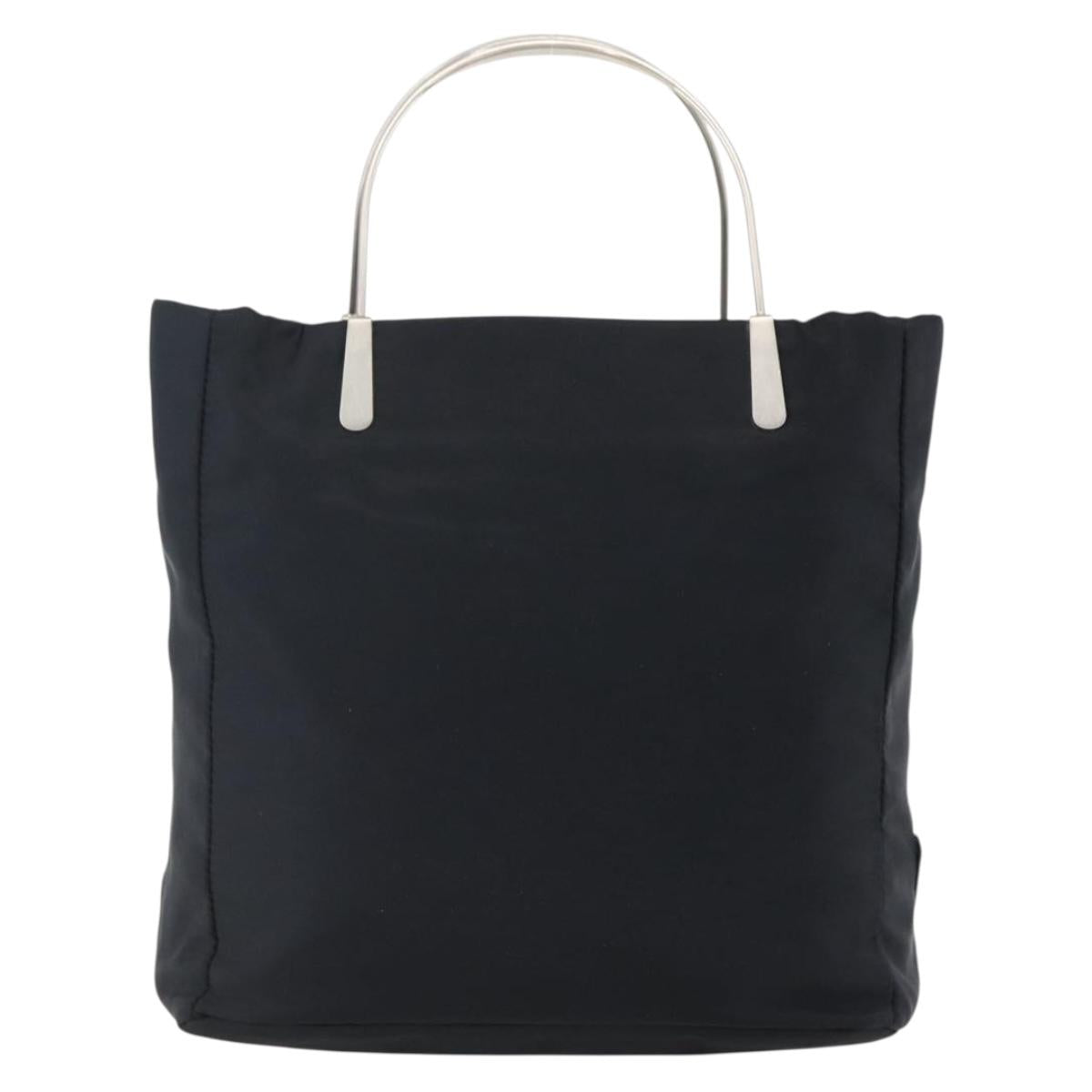 PRADA Hand Bag Nylon Black Silver Auth 173667