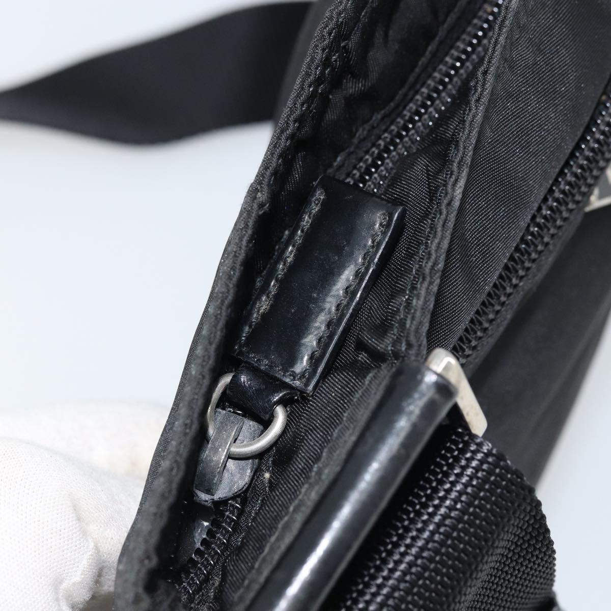 PRADA Shoulder Bag Nylon Black Silver Auth 173668