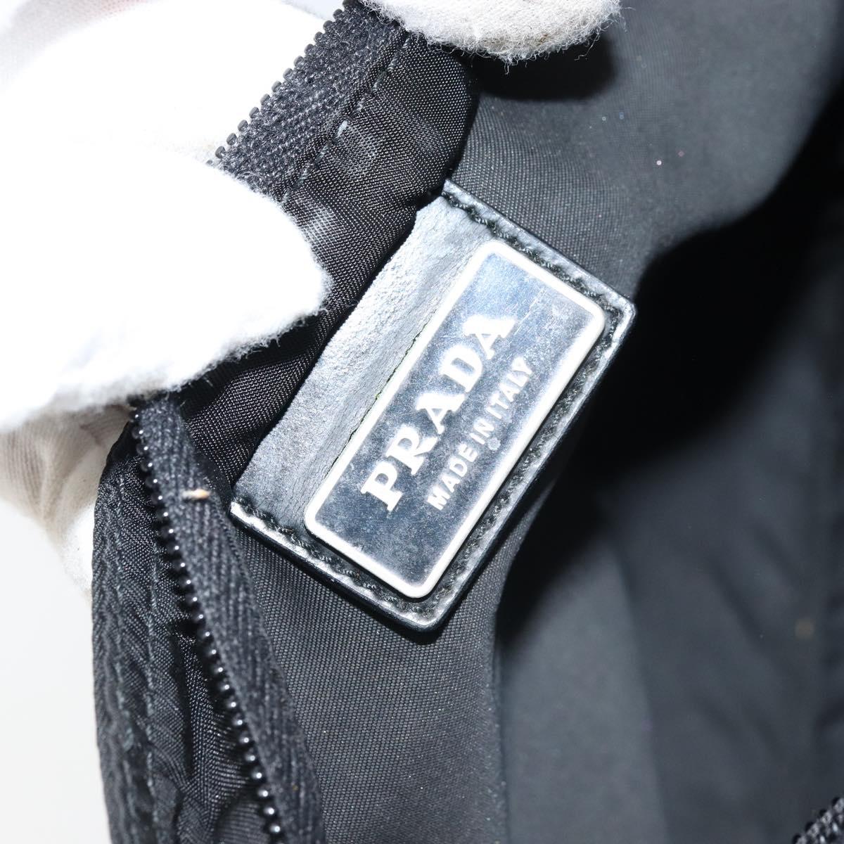 PRADA Shoulder Bag Nylon Black Silver Auth 173668