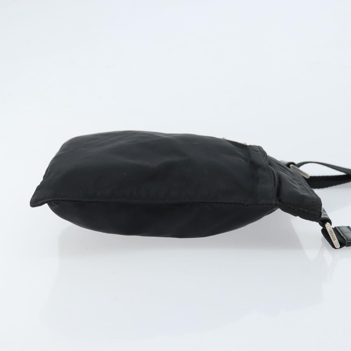 PRADA Shoulder Bag Nylon Black Silver Auth 173668
