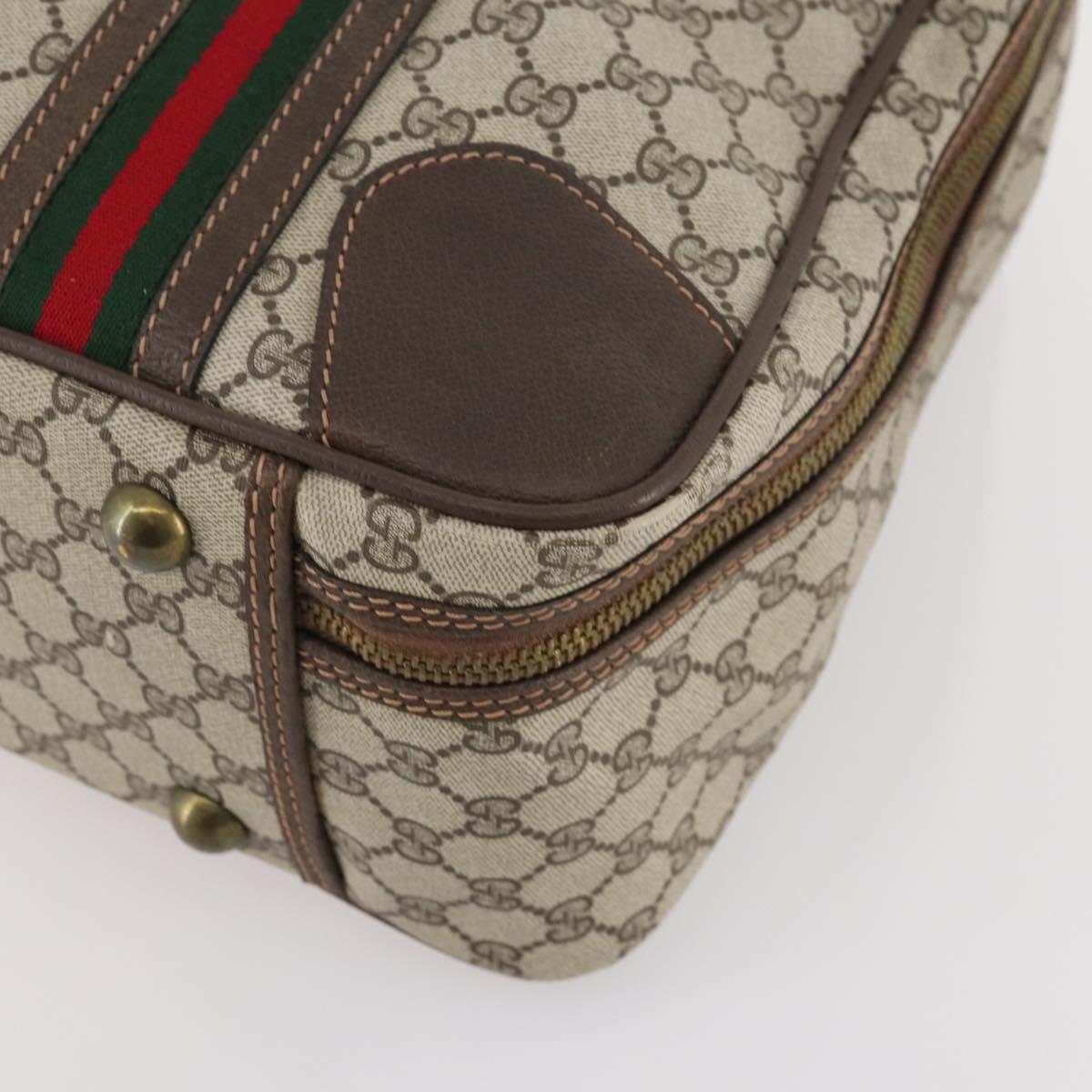 GUCCI GG Supreme Web Sherry Line Hand Bag PVC Beige Gold Auth 173669