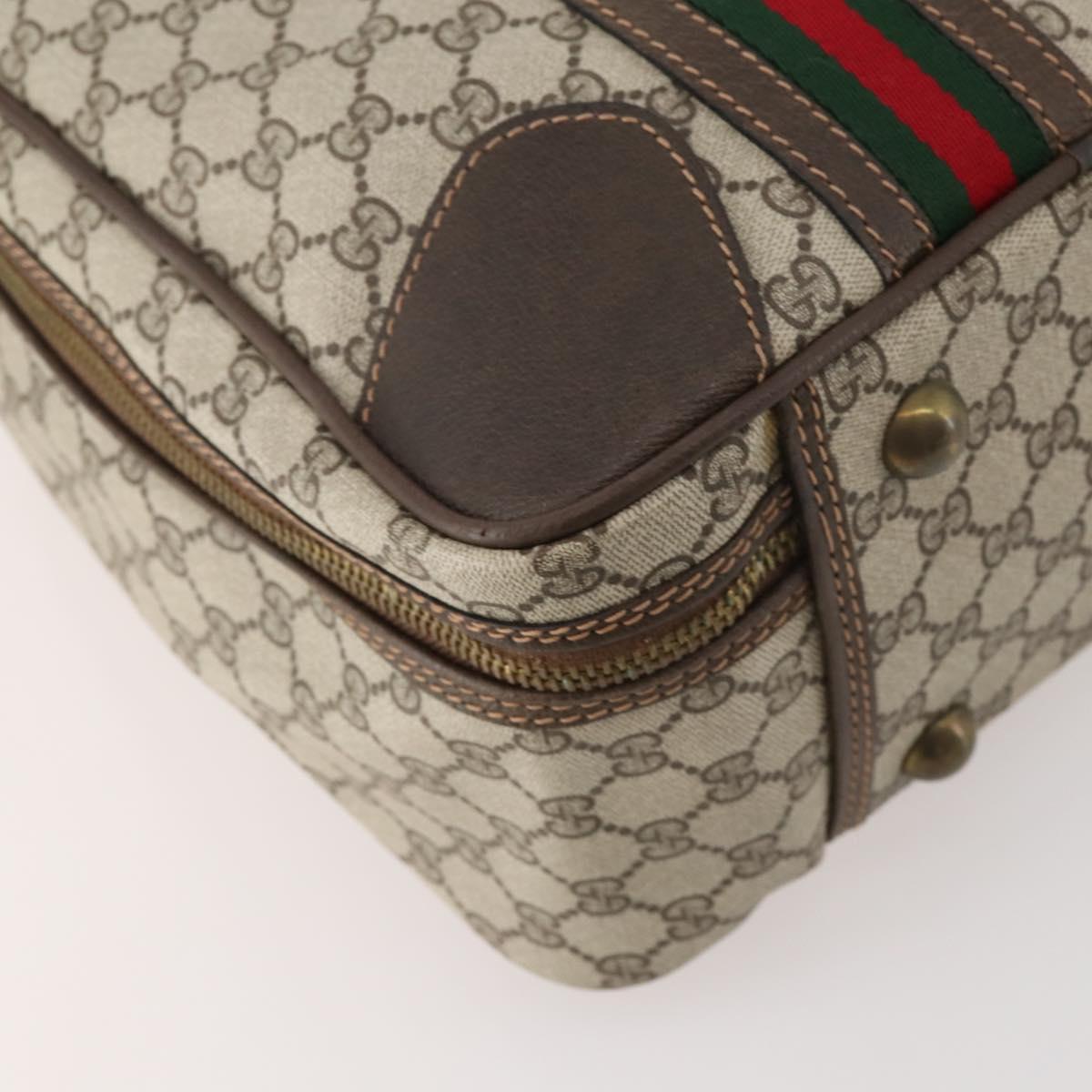 GUCCI GG Supreme Web Sherry Line Hand Bag PVC Beige Gold Auth 173669