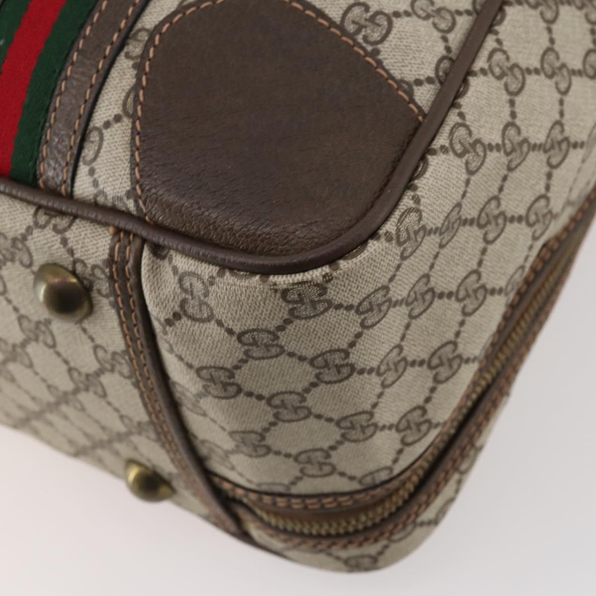 GUCCI GG Supreme Web Sherry Line Hand Bag PVC Beige Gold Auth 173669