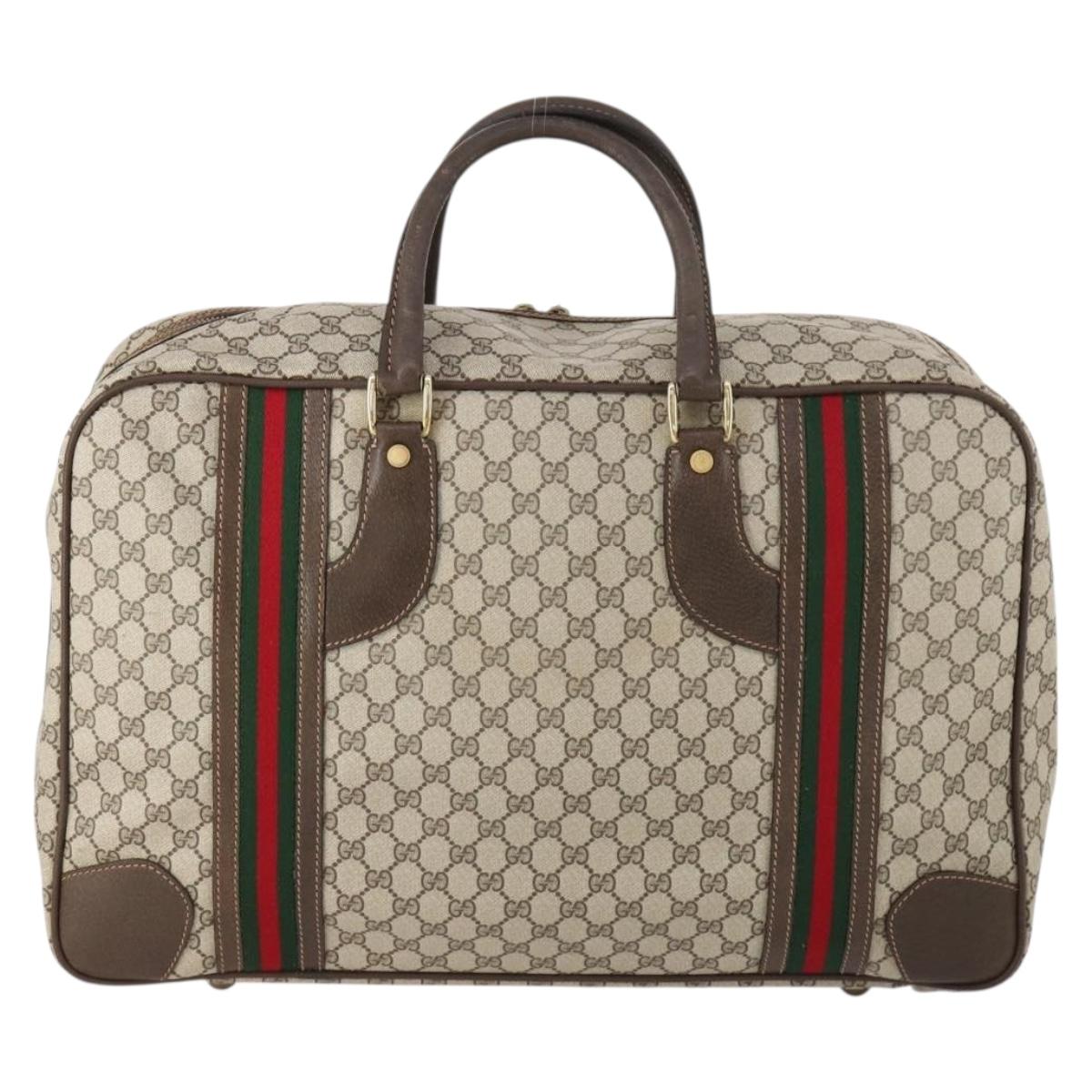 GUCCI GG Supreme Web Sherry Line Hand Bag PVC Beige Gold Auth 173669