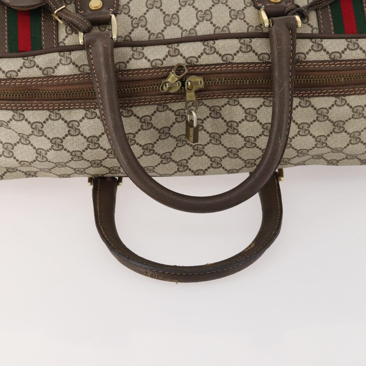 GUCCI GG Supreme Web Sherry Line Hand Bag PVC Beige Gold Auth 173669
