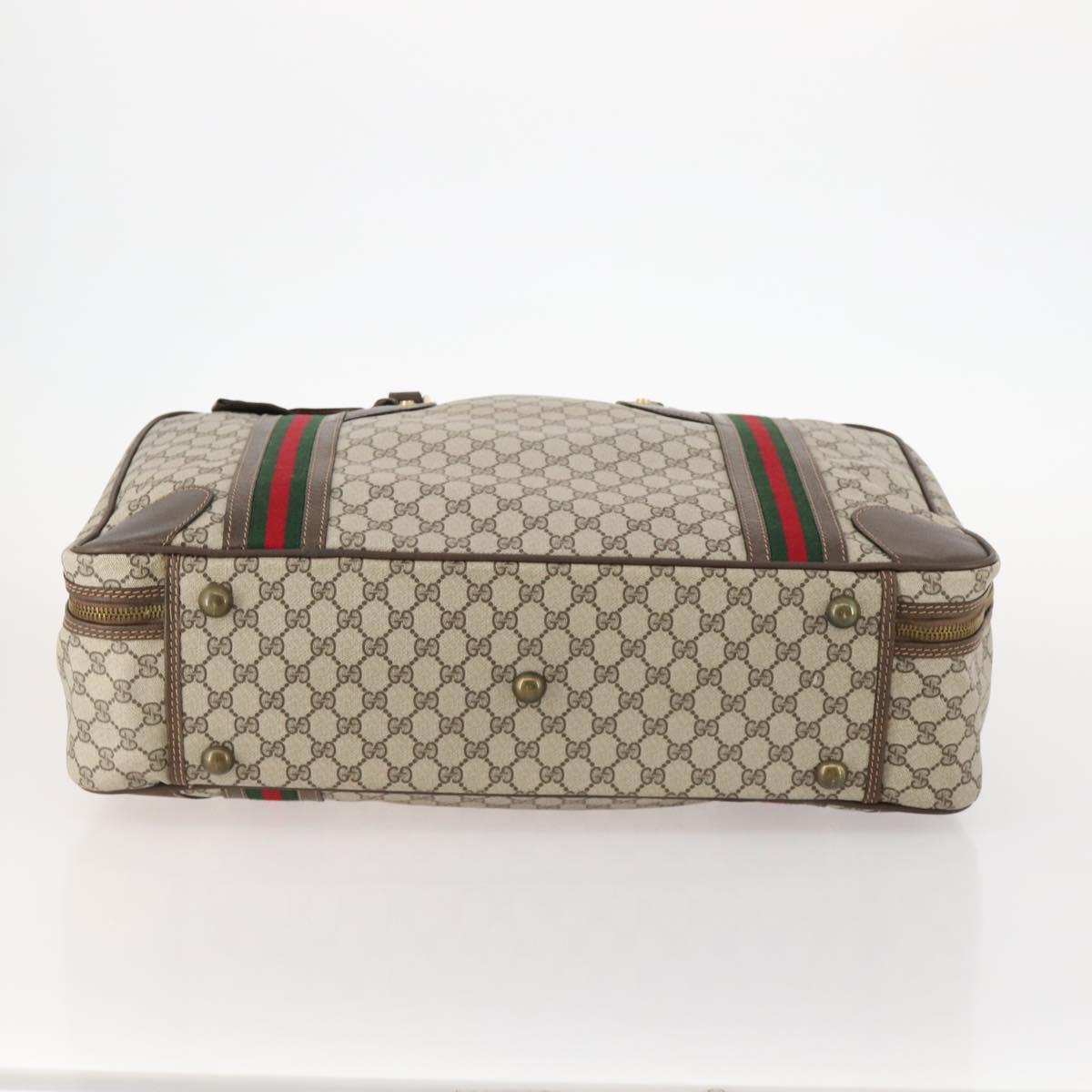 GUCCI GG Supreme Web Sherry Line Hand Bag PVC Beige Gold Auth 173669