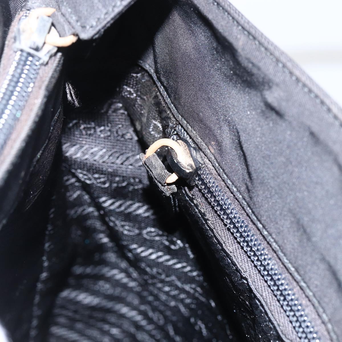 PRADA Tote Bag Nylon Black Silver Auth 173672