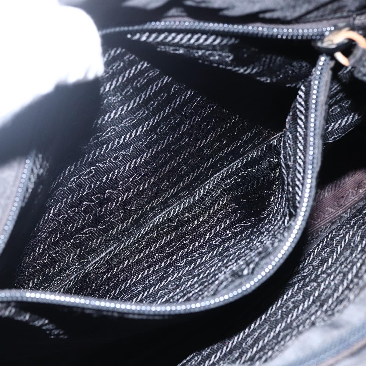 PRADA Tote Bag Nylon Black Silver Auth 173672