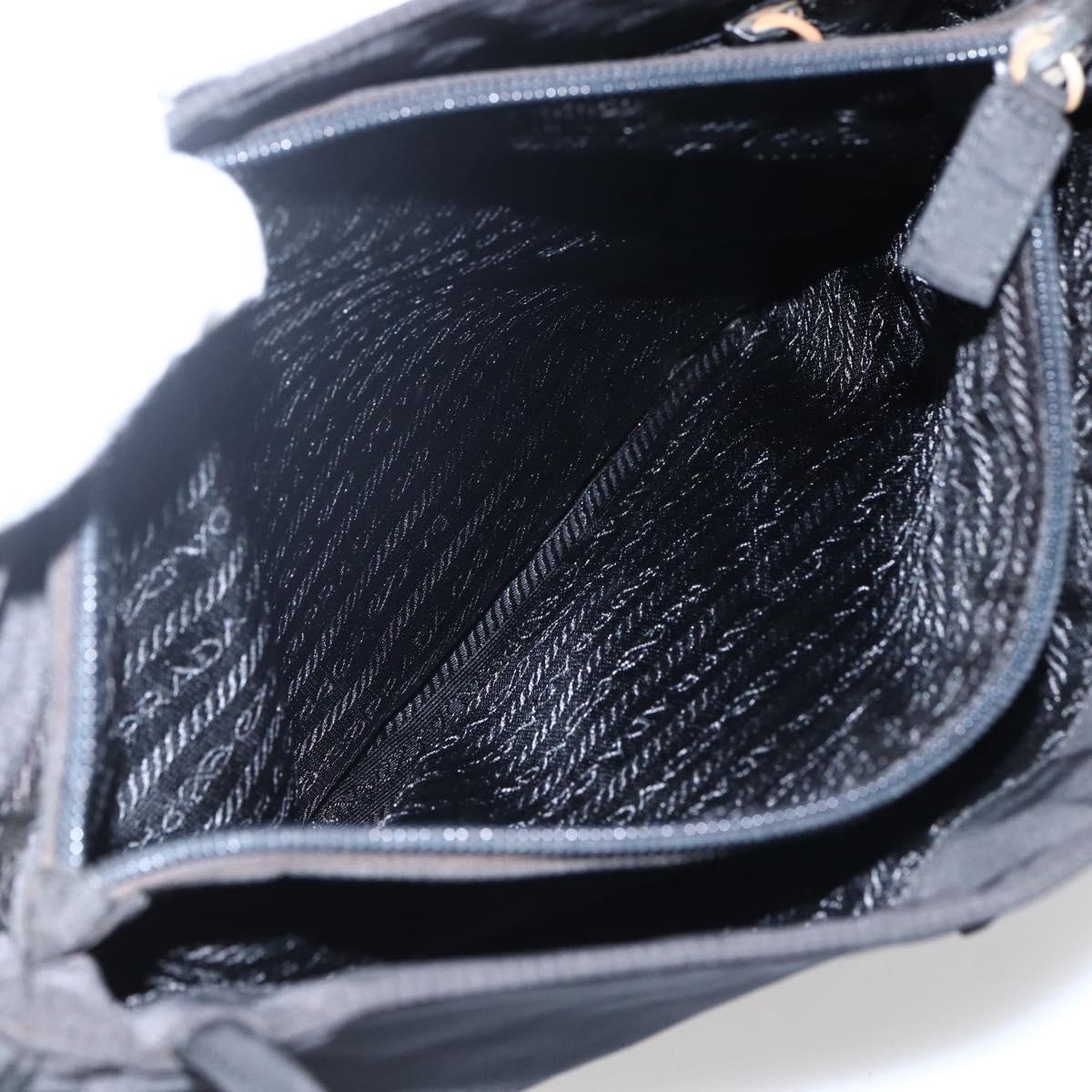 PRADA Tote Bag Nylon Black Silver Auth 173672