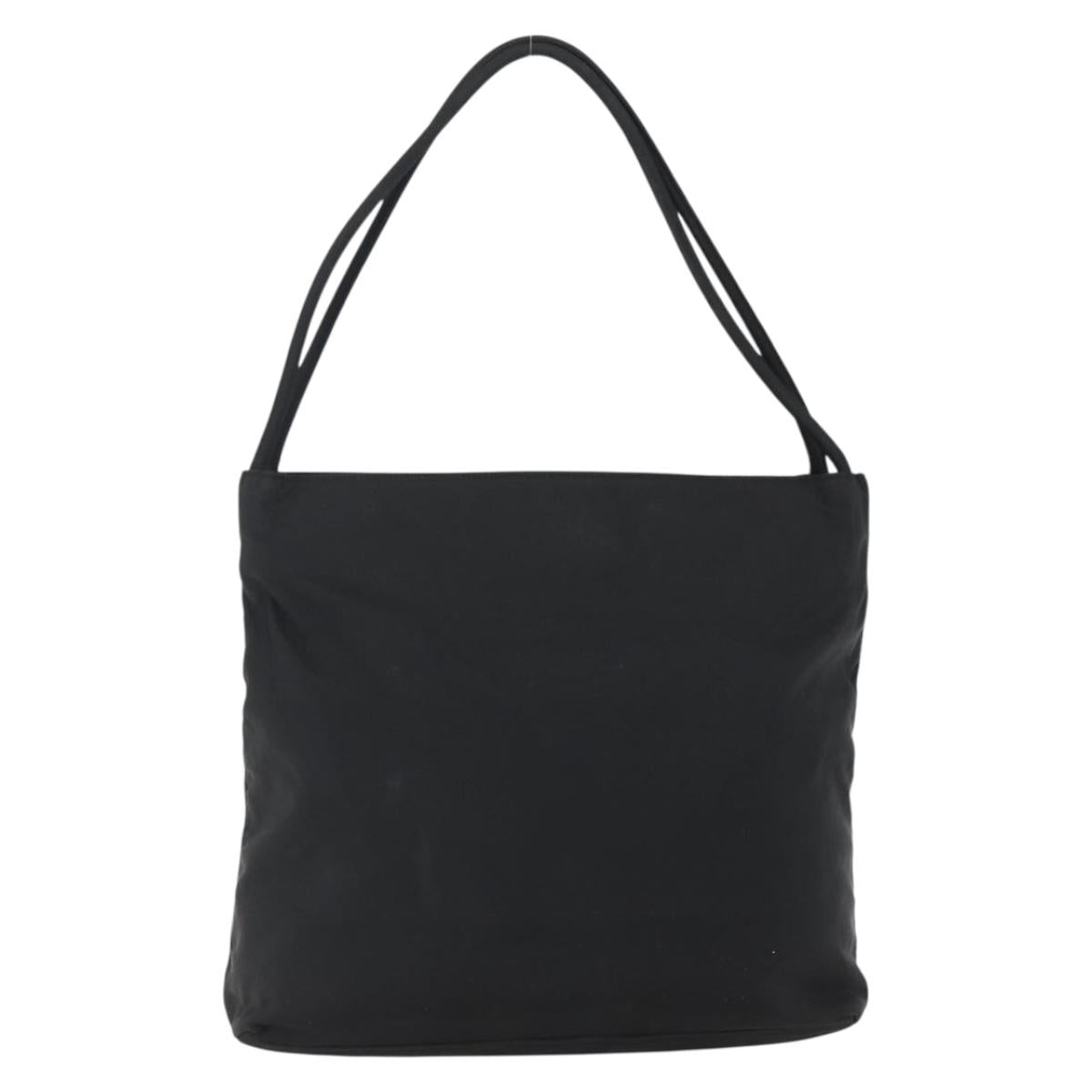 PRADA Tote Bag Nylon Black Silver Auth 173672