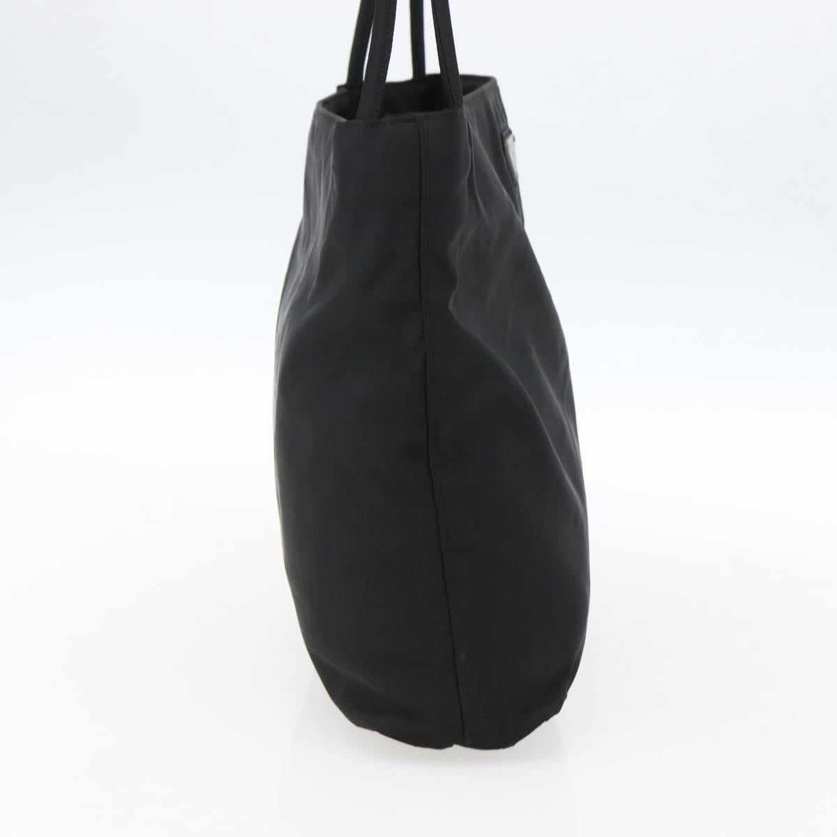 PRADA Tote Bag Nylon Black Silver Auth 173672