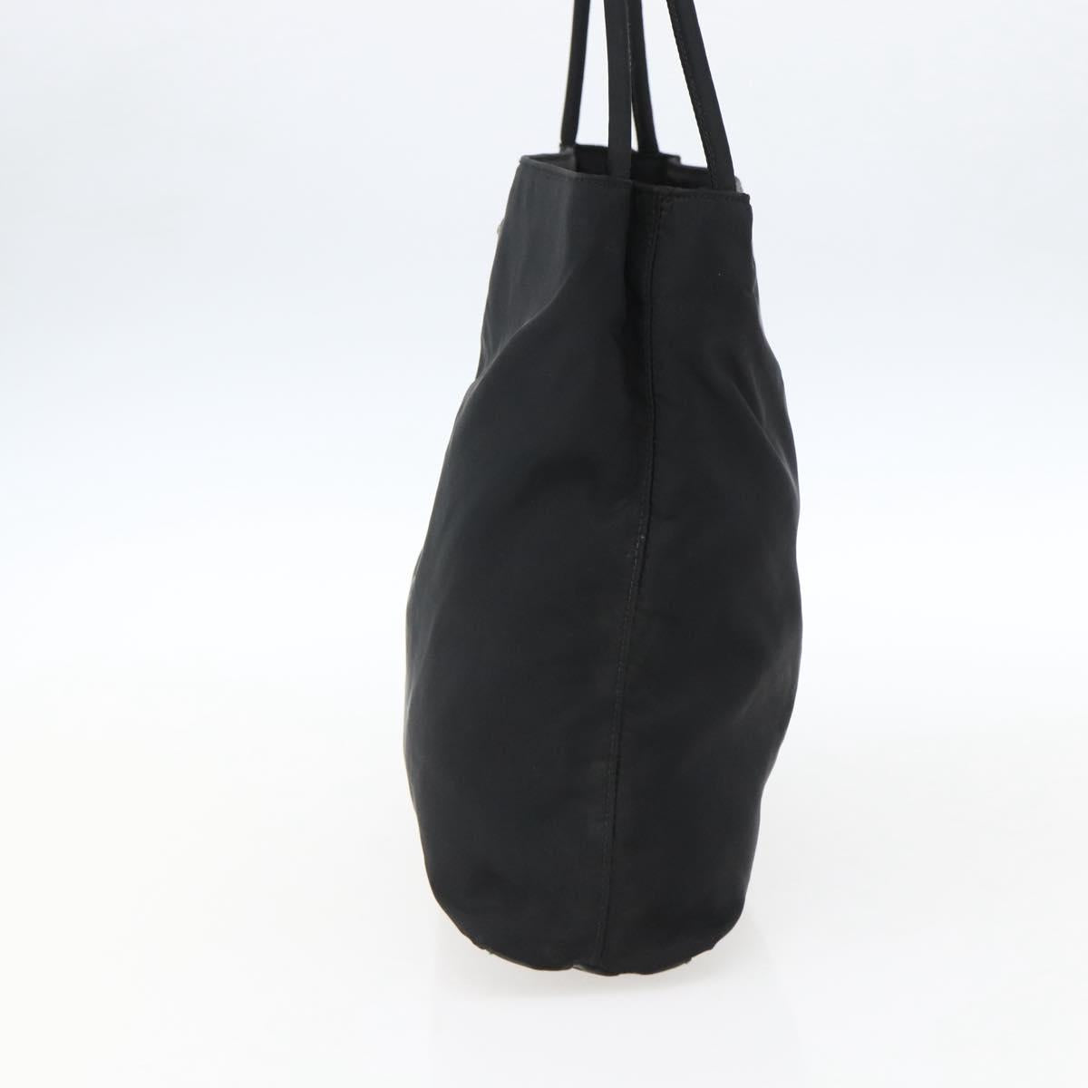 PRADA Tote Bag Nylon Black Silver Auth 173672