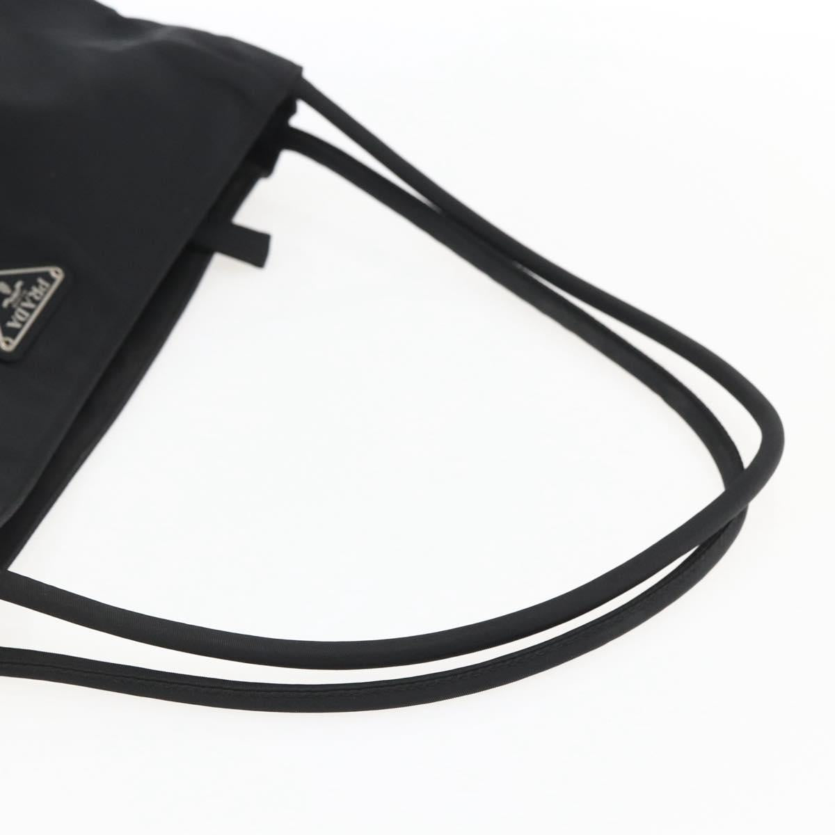 PRADA Tote Bag Nylon Black Silver Auth 173672