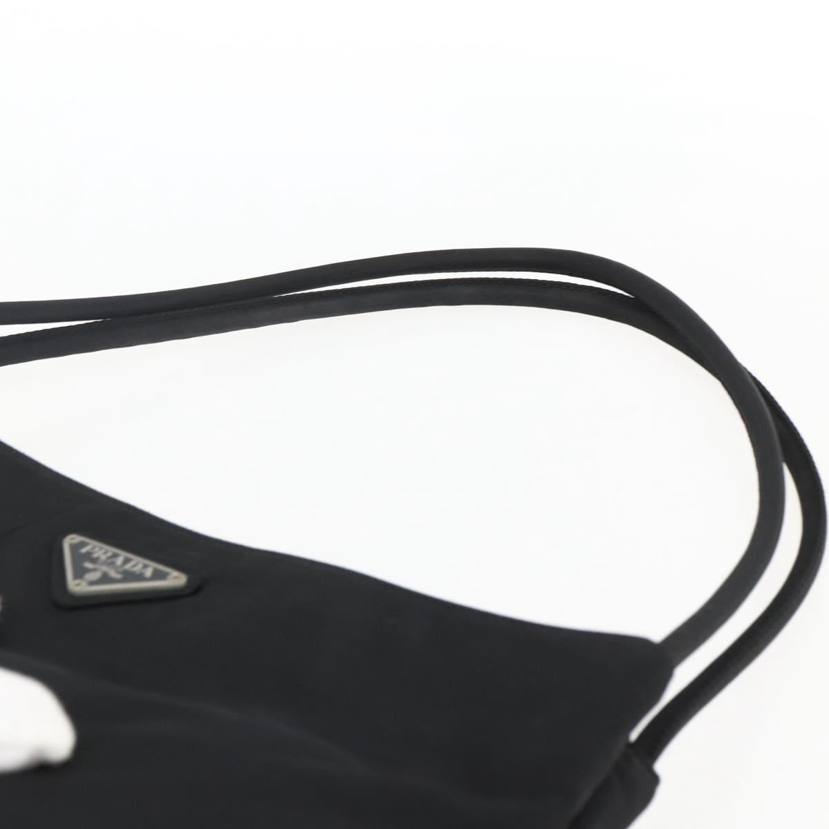 PRADA Tote Bag Nylon Black Silver Auth 173672