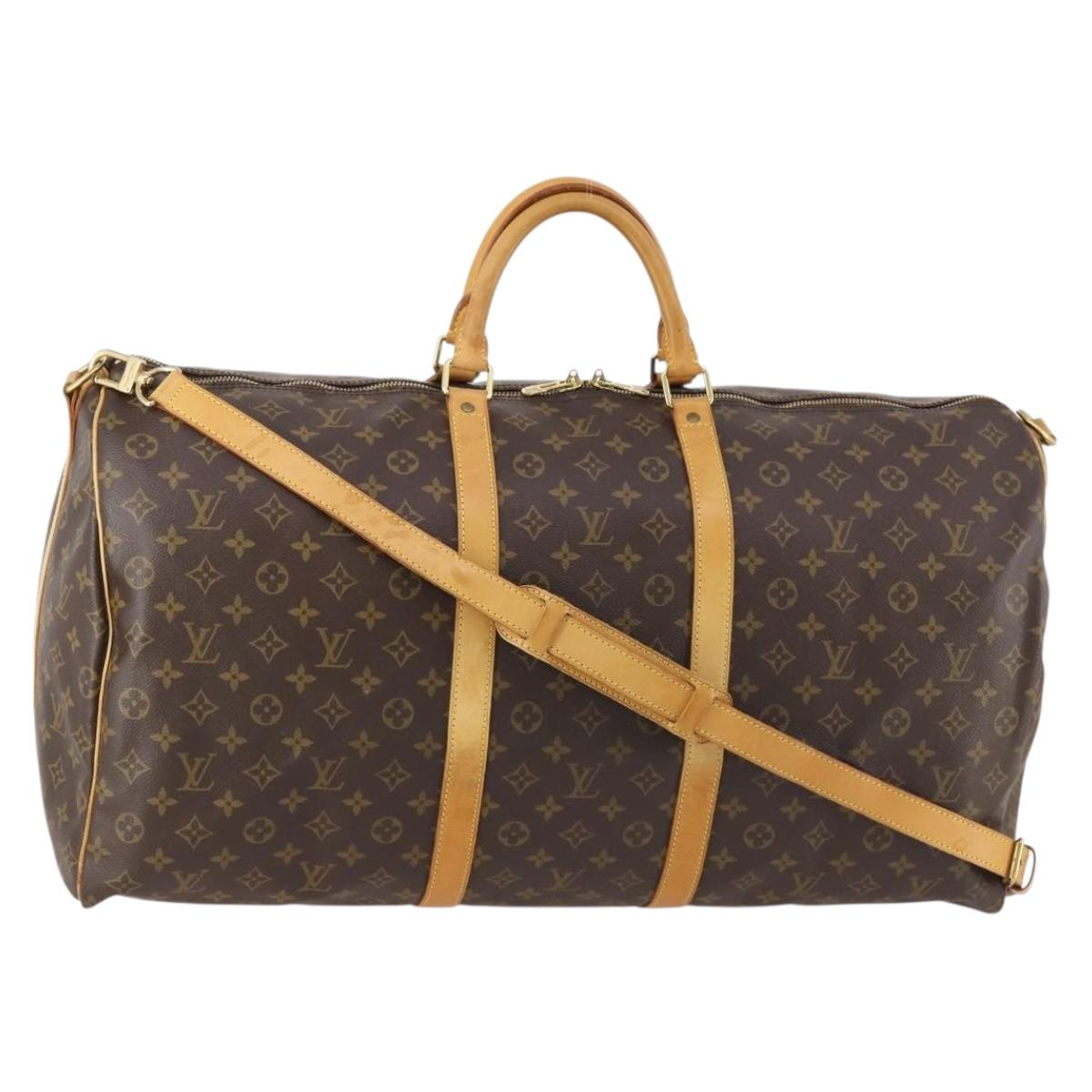 LOUIS VUITTON Monogram Keepall Bandouliere 60 Boston Bag M41412 LV Auth 173680