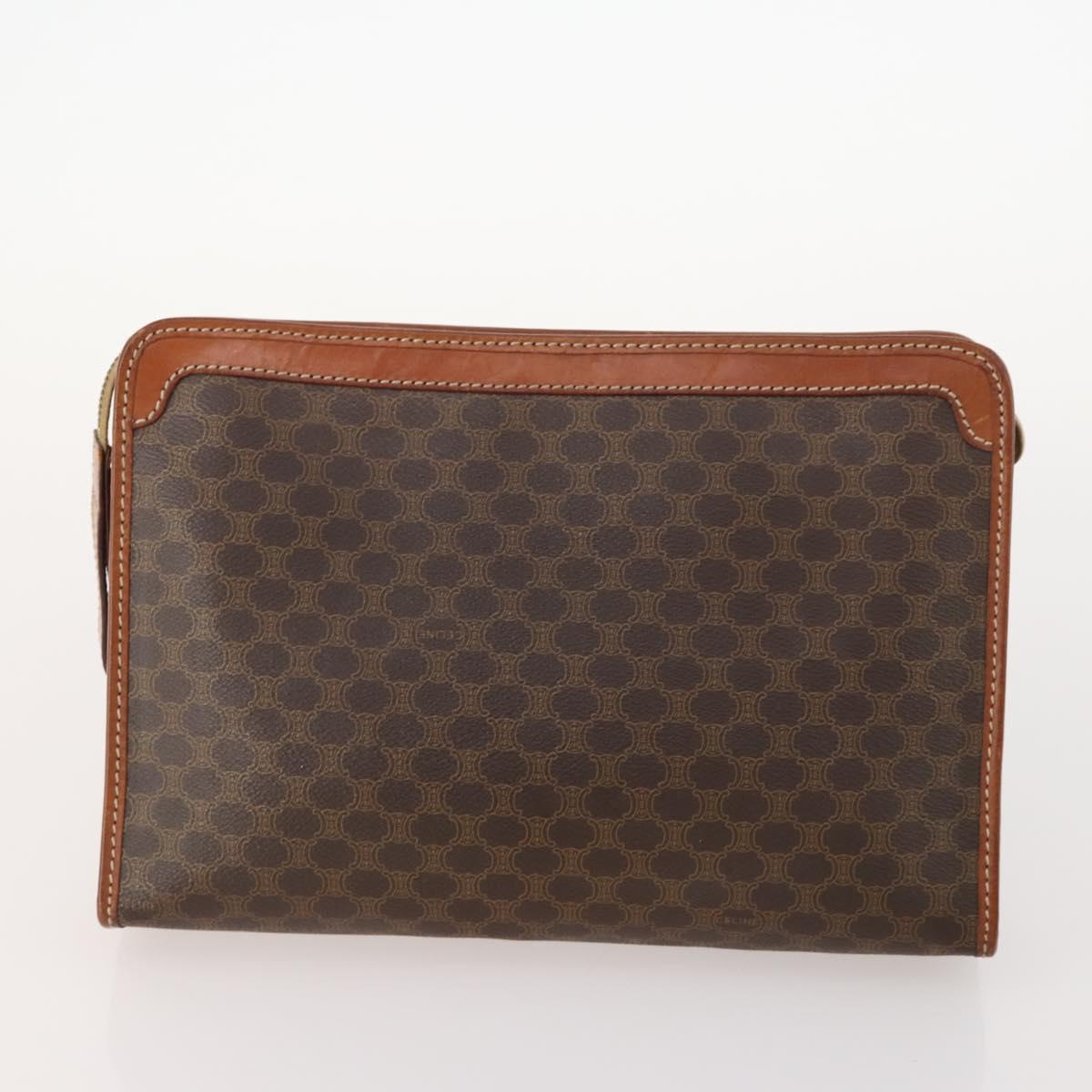 CELINE Macadam Canvas Clutch Bag PVC Leather 3 Set Brown Black beige Auth 173683