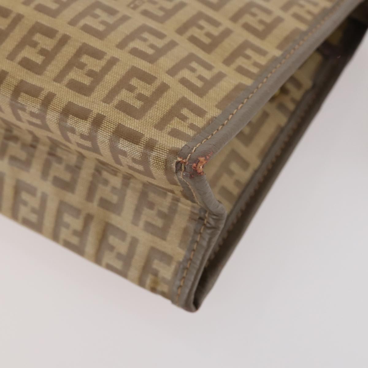 FENDI Zucchino Clutch Bag PVC 2 Set Brown Black Auth 173685