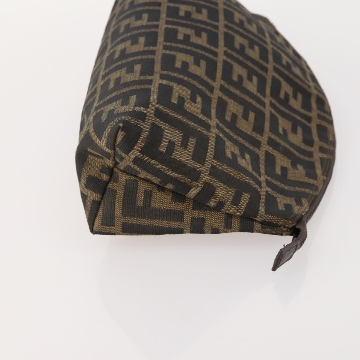 FENDI Zucchino Clutch Bag PVC 2 Set Brown Black Auth 173685