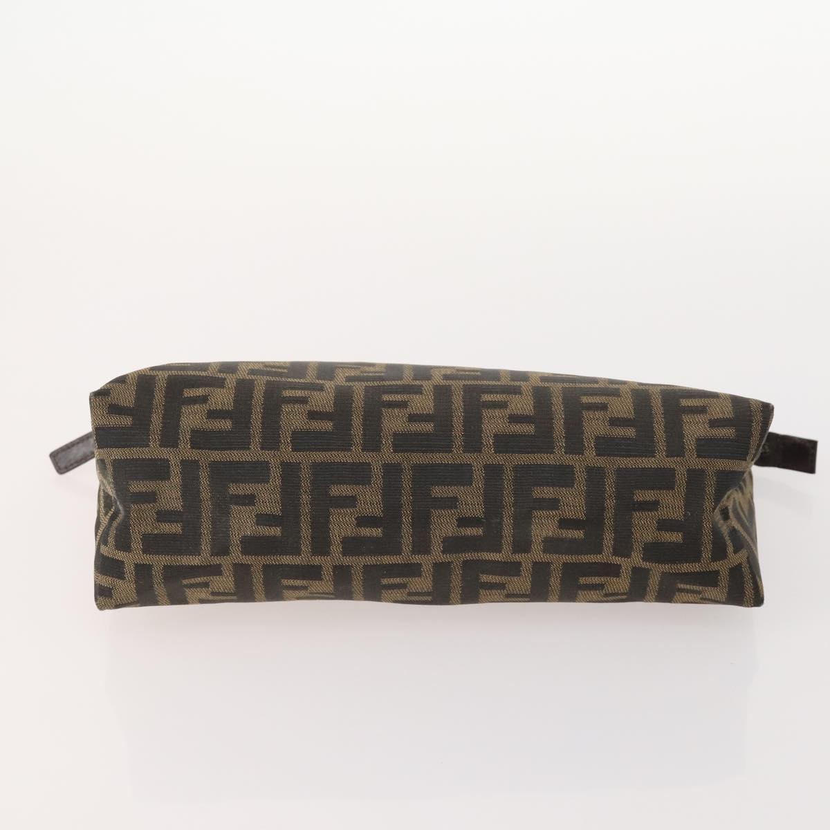 FENDI Zucchino Clutch Bag PVC 2 Set Brown Black Auth 173685