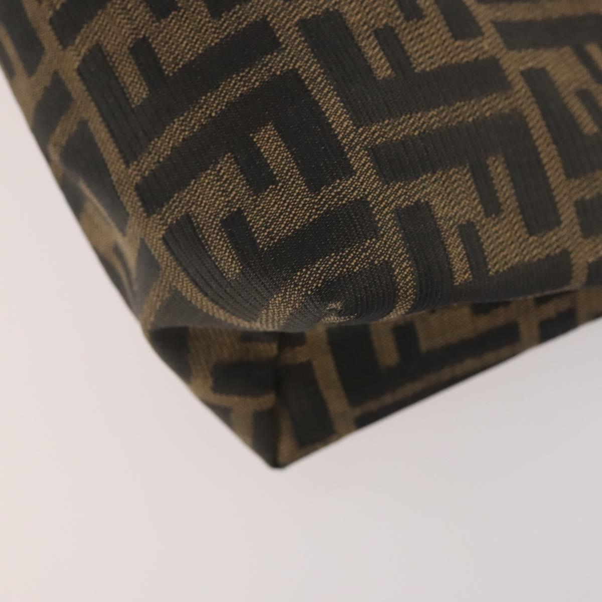 FENDI Zucchino Clutch Bag PVC 2 Set Brown Black Auth 173685