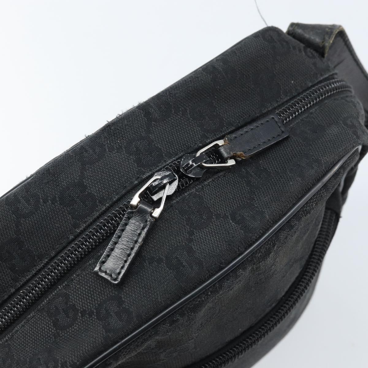 GUCCI GG Canvas Shoulder Bag Black Silver 03136 Auth 173686